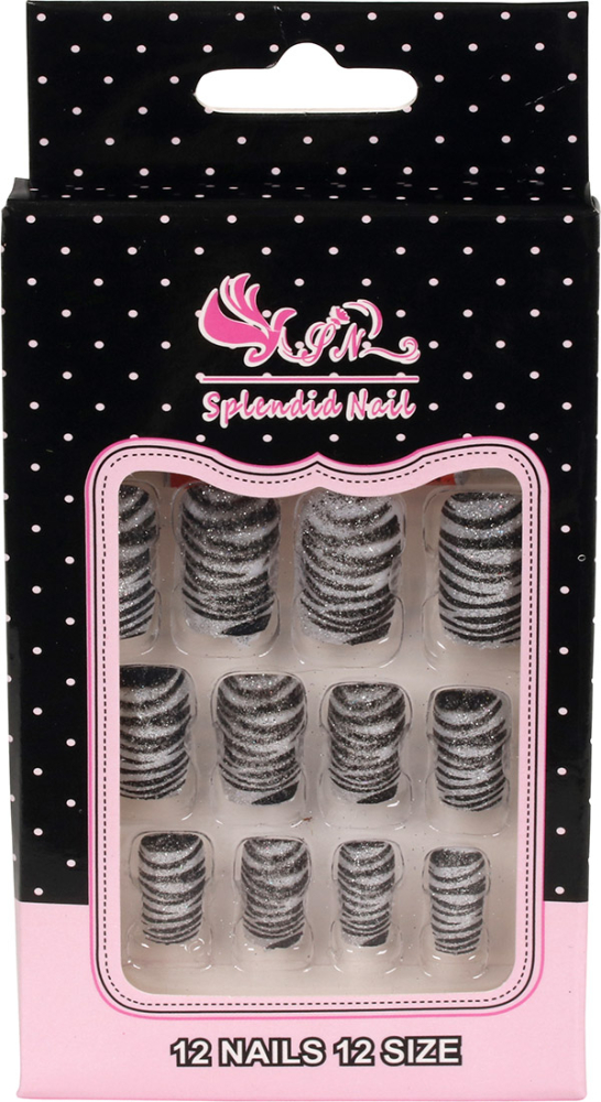 Kunstige negle zebra 12-pak