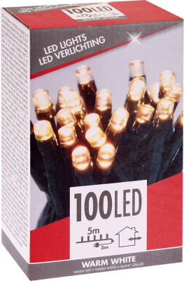 Lyskæde varm hvid 100 LED