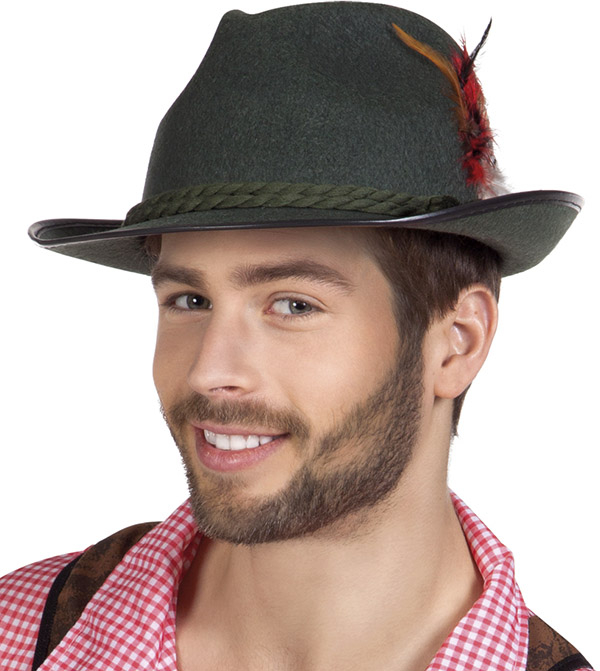 Tyrolerhat m/fjer mørk grøn