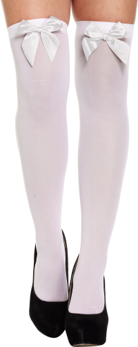 Stay-ups hvid med sløjfe